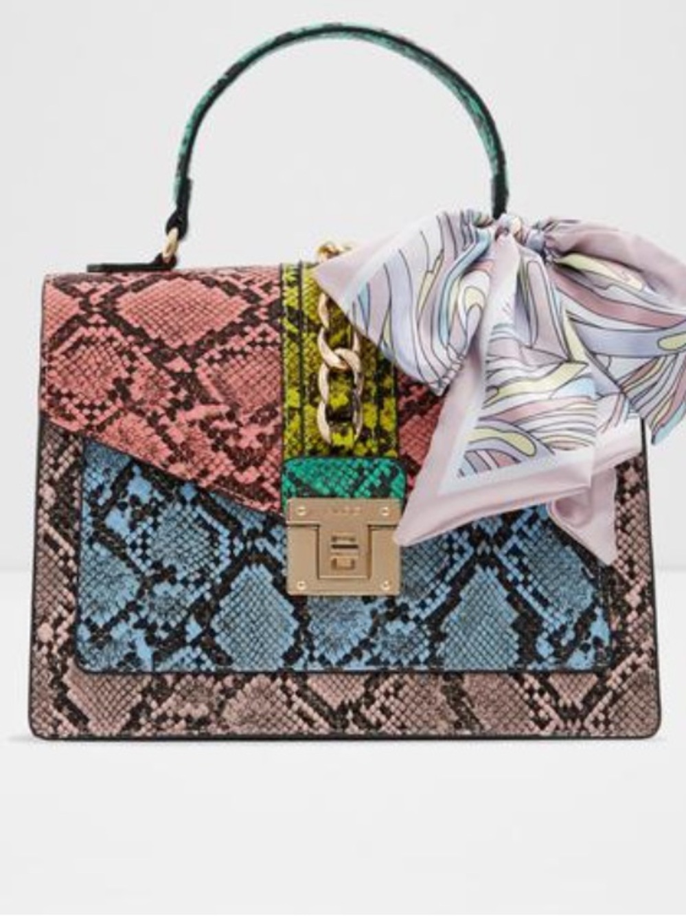 ALDO Glendaa Women's Pastel Multi Top Handle NWOT Scarf N/I